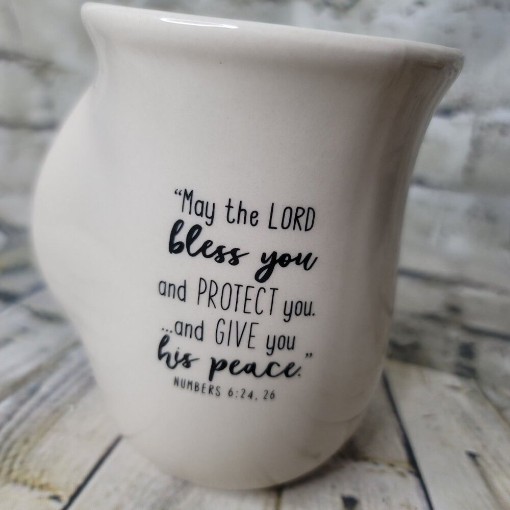 Blessing Lighthouse POTTERY Right Handed Warmer Mug Glazed  Appx 5 x 3.5 Inch